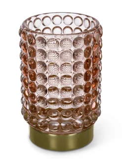 coincasa Lanterne, Candelieri E Portacandele|Porta t-light in vetro con dettaglio dorato Rosa