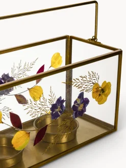 coincasa Soprammobili E Orologi|Porta t-light in vetro ed ottone con fiori secchi Oro