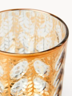 coincasa Lanterne, Candelieri E Portacandele|Altre Decorazioni Natalizie|Portacandele in vetro dec a foglie Oro