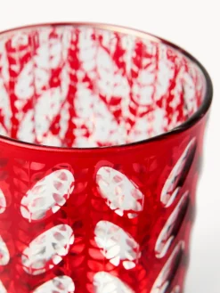 coincasa Lanterne, Candelieri E Portacandele|Altre Decorazioni Natalizie|Portacandele in vetro decoro a foglie Rosso