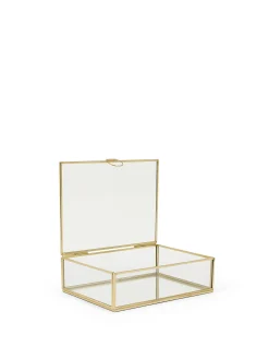 coincasa Soprammobili E Orologi|Portagioie in vetro bordi dorati Trasparente