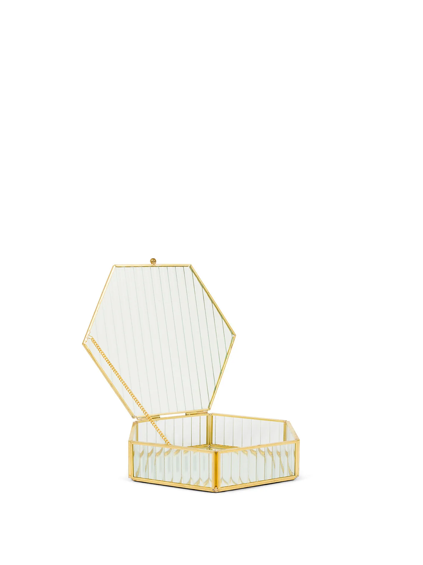 coincasa Soprammobili E Orologi|Portagioie in vetro e specchio con profili in metallo dorato Oro