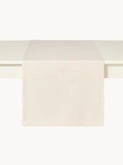 coincasa Runner|Tovaglie E Runner Natalizi|Runner in cotone e lurex con orlo à jour Bianco