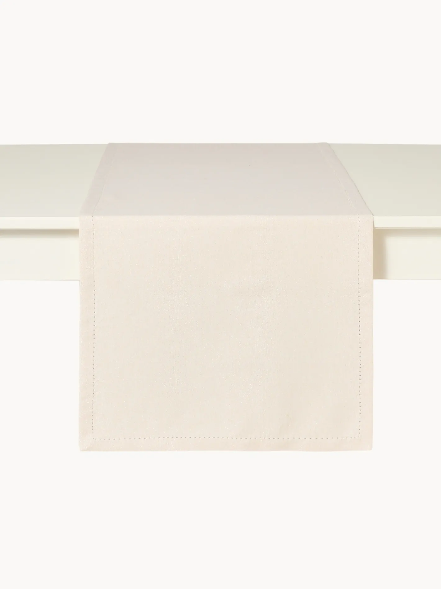 coincasa Runner|Tovaglie E Runner Natalizi|Runner in cotone e lurex con orlo à jour Bianco