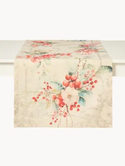 Runner|Tovaglie E Runner Natalizi|Runner in drill di puro cotone Bacche by Tessitura Randi Multicolor