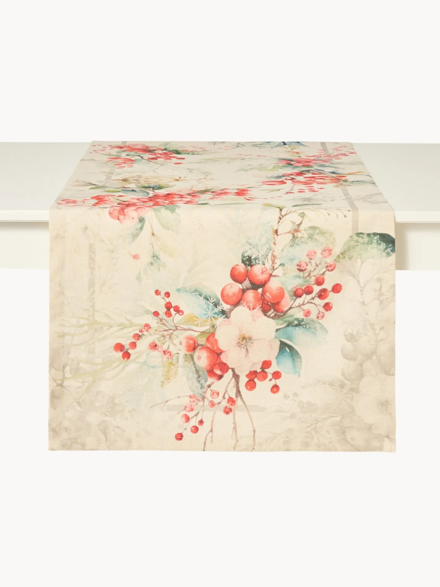 Runner|Tovaglie E Runner Natalizi|Runner in drill di puro cotone Bacche by Tessitura Randi Multicolor