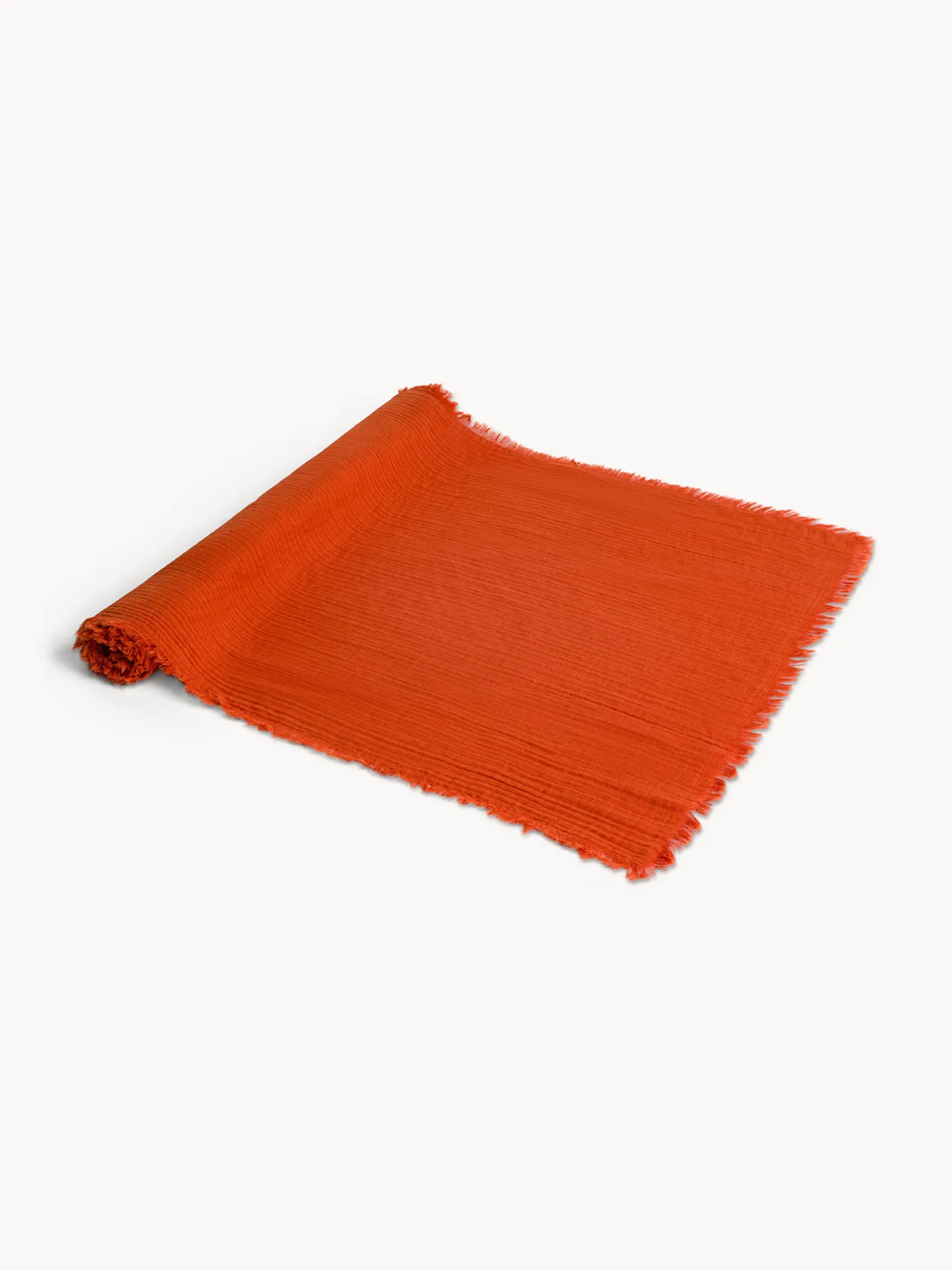 coincasa Biancheria Da Tavola|Runner|Runner in mussola di puro cotone con frangette Bianco