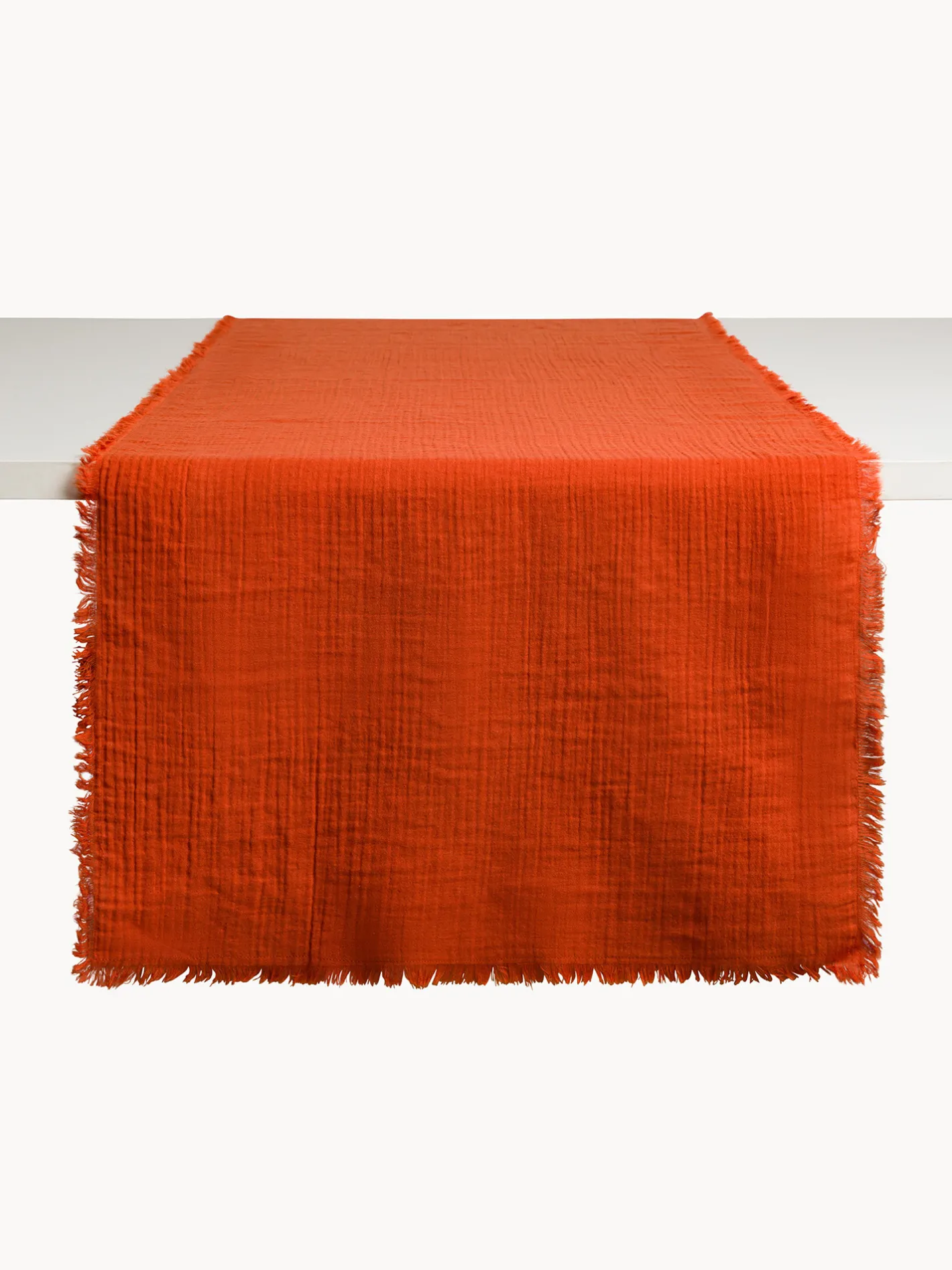 coincasa Biancheria Da Tavola|Runner|Runner in mussola di puro cotone con frangette Bianco