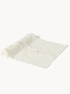 coincasa Runner|Tovaglie E Runner Natalizi|Runner in puro cotone con ricamo floreale Bianco