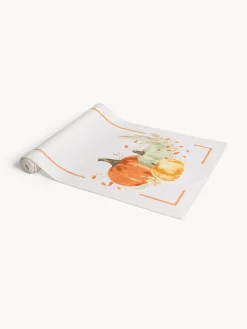 coincasa Biancheria Da Tavola|Runner|Runner in puro cotone con stampa zucche Bianco