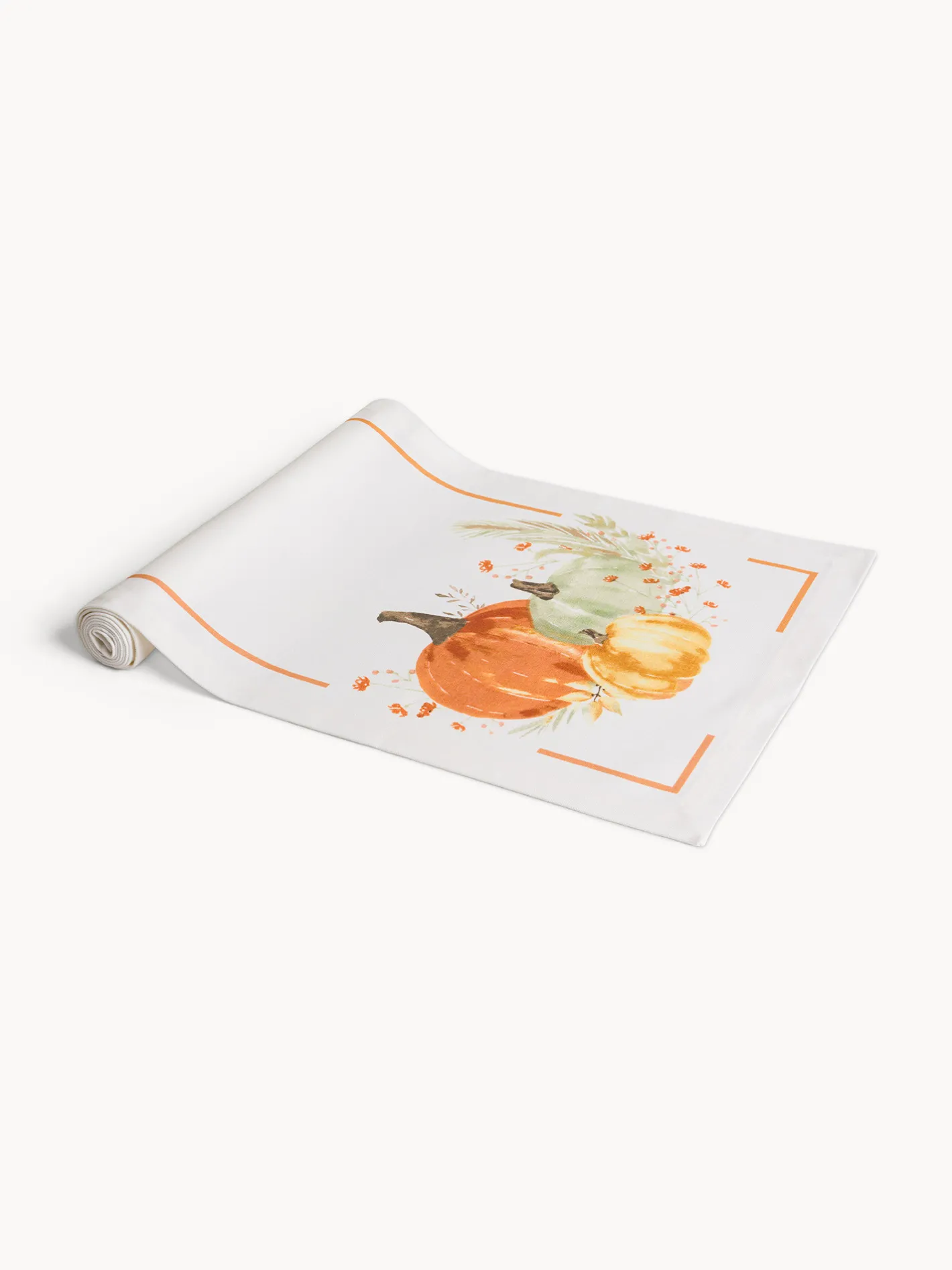 coincasa Biancheria Da Tavola|Runner|Runner in puro cotone con stampa zucche Bianco