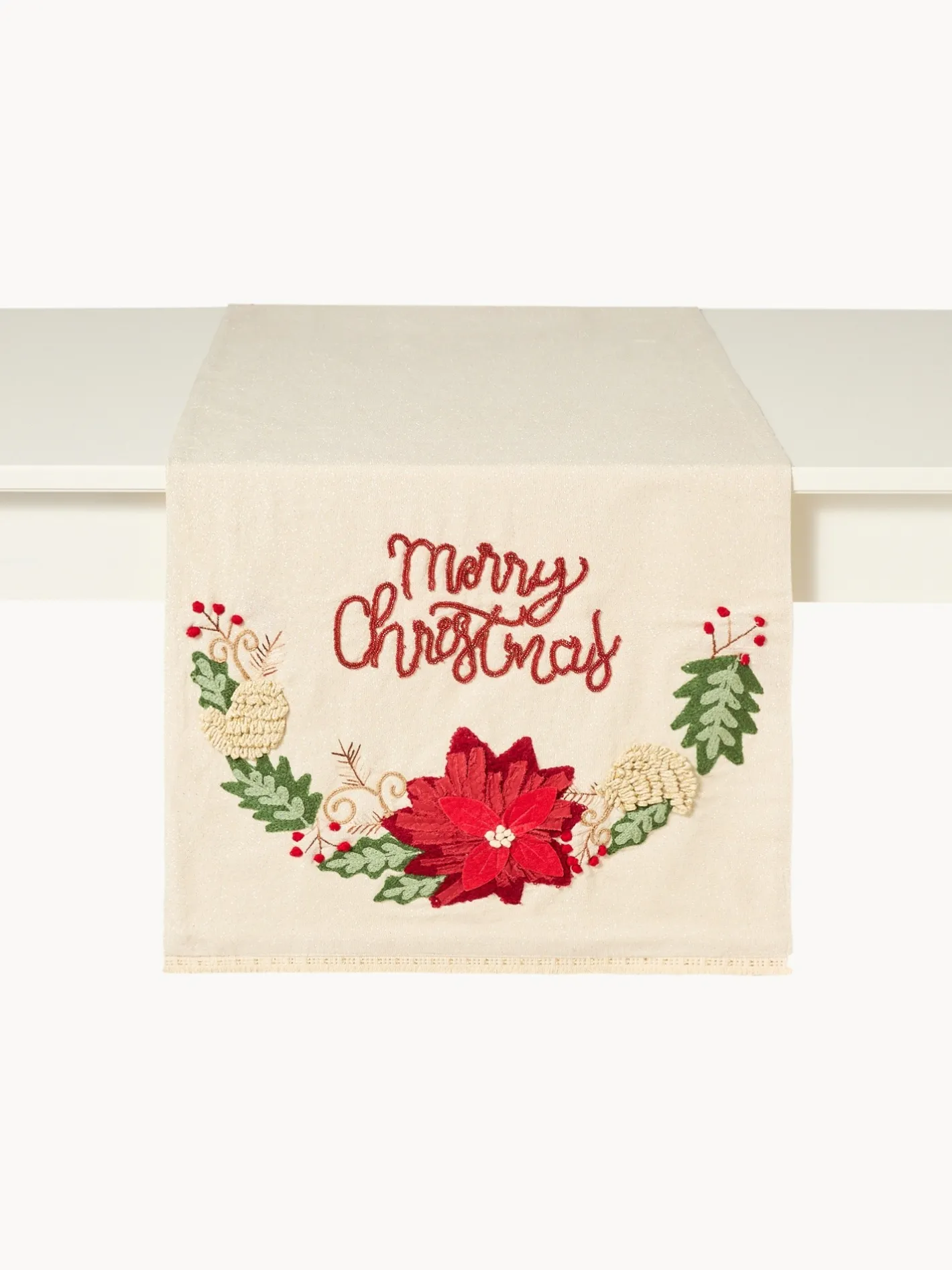 coincasa Runner|Tovaglie E Runner Natalizi|Runner in puro cotone e lurex ricamato Multicolor