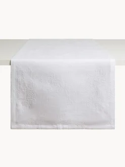 coincasa Biancheria Da Tavola|Runner|Runner in puro cotone jacquard motivo floreale Bianco