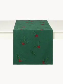 coincasa Runner|Tovaglie E Runner Natalizi|Runner in puro cotone ricamato Multicolor