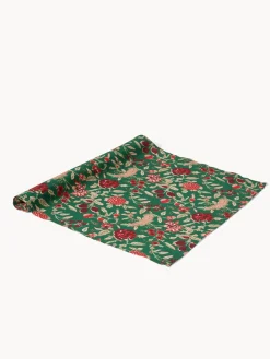 coincasa Runner|Tovaglie E Runner Natalizi|Runner in voile di cotone con stampa block print Verde