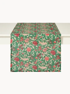 coincasa Runner|Tovaglie E Runner Natalizi|Runner in voile di cotone con stampa block print Verde