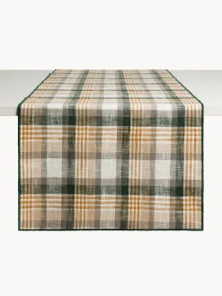 coincasa Biancheria Da Tavola|Runner|Runner motivo check in puro cotone tinto filo con overlock a contrasto Verde