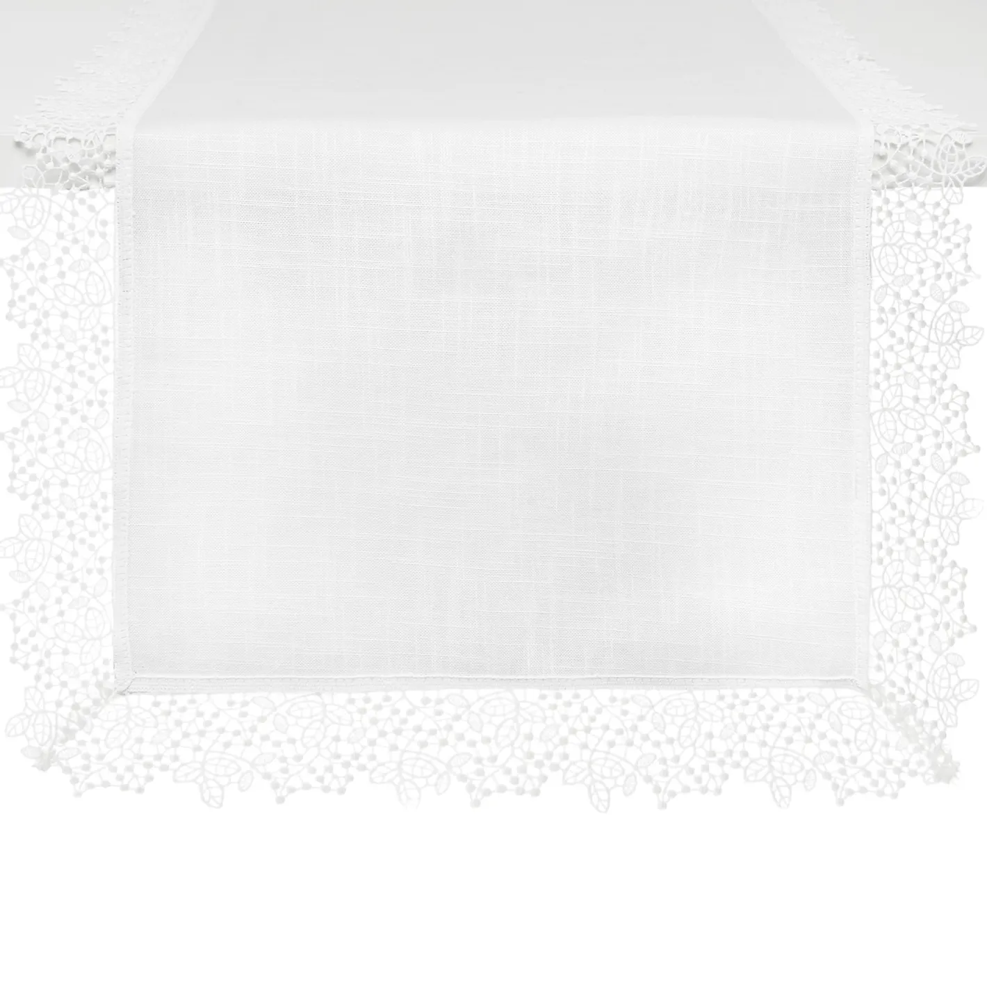 coincasa Biancheria Da Tavola|Runner|Runner puro cotone bordo in pizzo Bianco