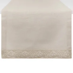 coincasa Biancheria Da Tavola|Runner|Runner puro cotone bordo in tulle e lurex Beige chiaro