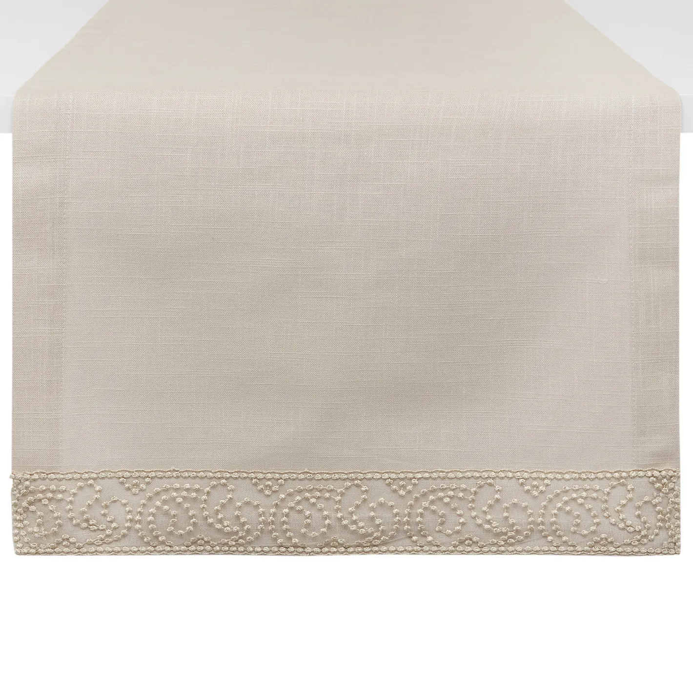 coincasa Biancheria Da Tavola|Runner|Runner puro cotone bordo in tulle e lurex Beige chiaro