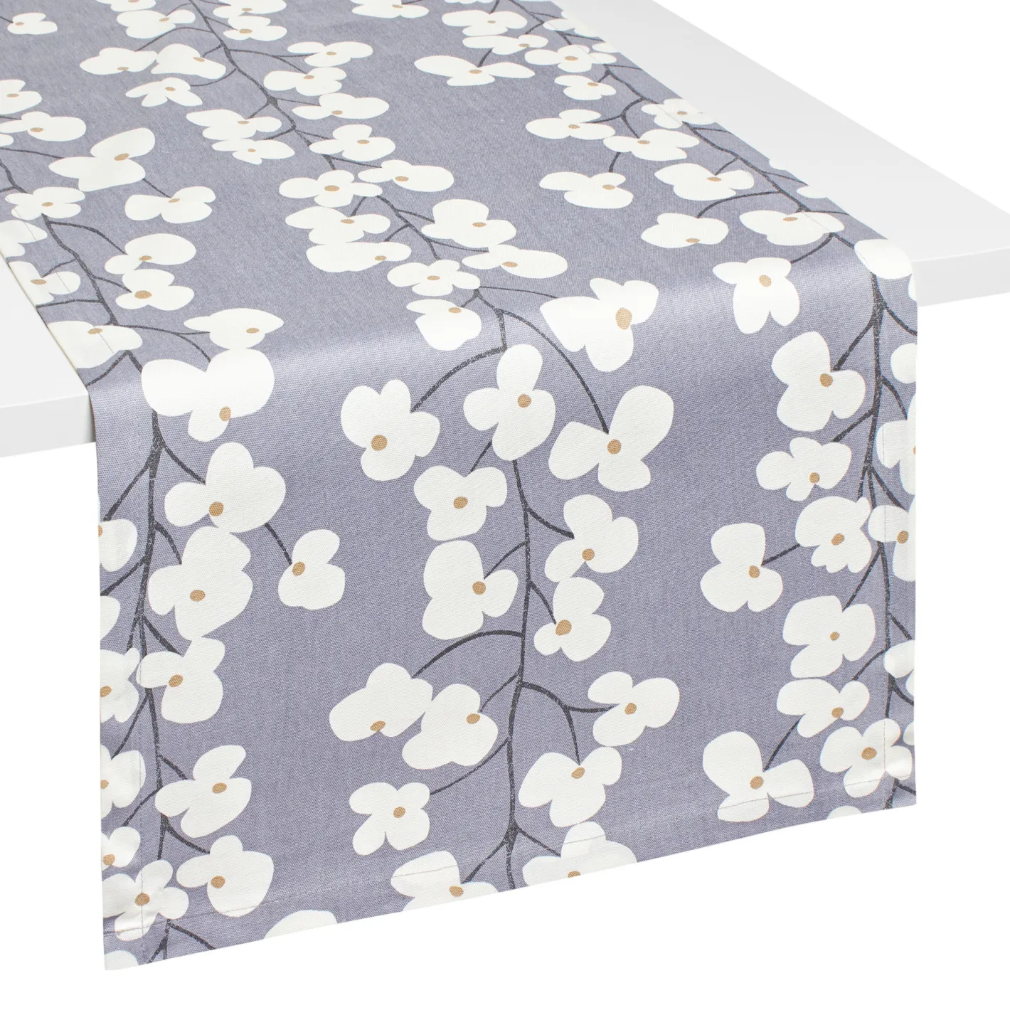 coincasa Biancheria Da Tavola|Runner|Runner puro cotone floreale Bianco/Blu