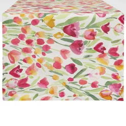 coincasa Biancheria Da Tavola|Runner|Runner puro cotone stampa tulipani Multicolor