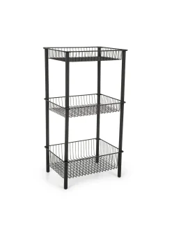 coincasa Accessori Bagno|Biancheria Bagno|Scaffale portaoggetti 3 ceste Nero