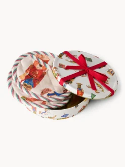 coincasa Presine E Guanti Da Cucina|Strofinacci E Presine Natalizie|Scatola di latta regalo con set di 2 presine Beige chiaro