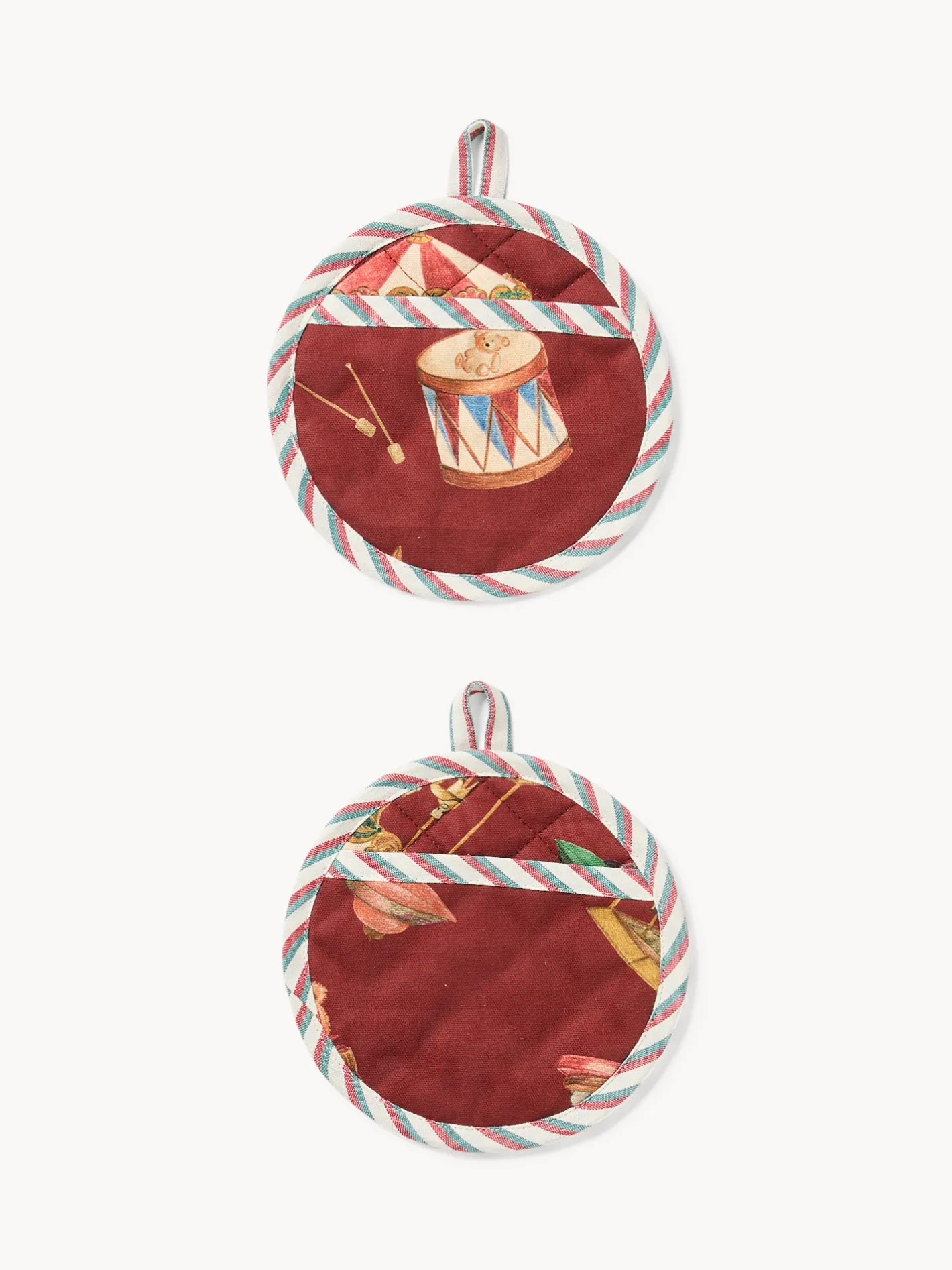 coincasa Presine E Guanti Da Cucina|Strofinacci E Presine Natalizie|Scatola di latta regalo con set di 2 presine Rosso mattone