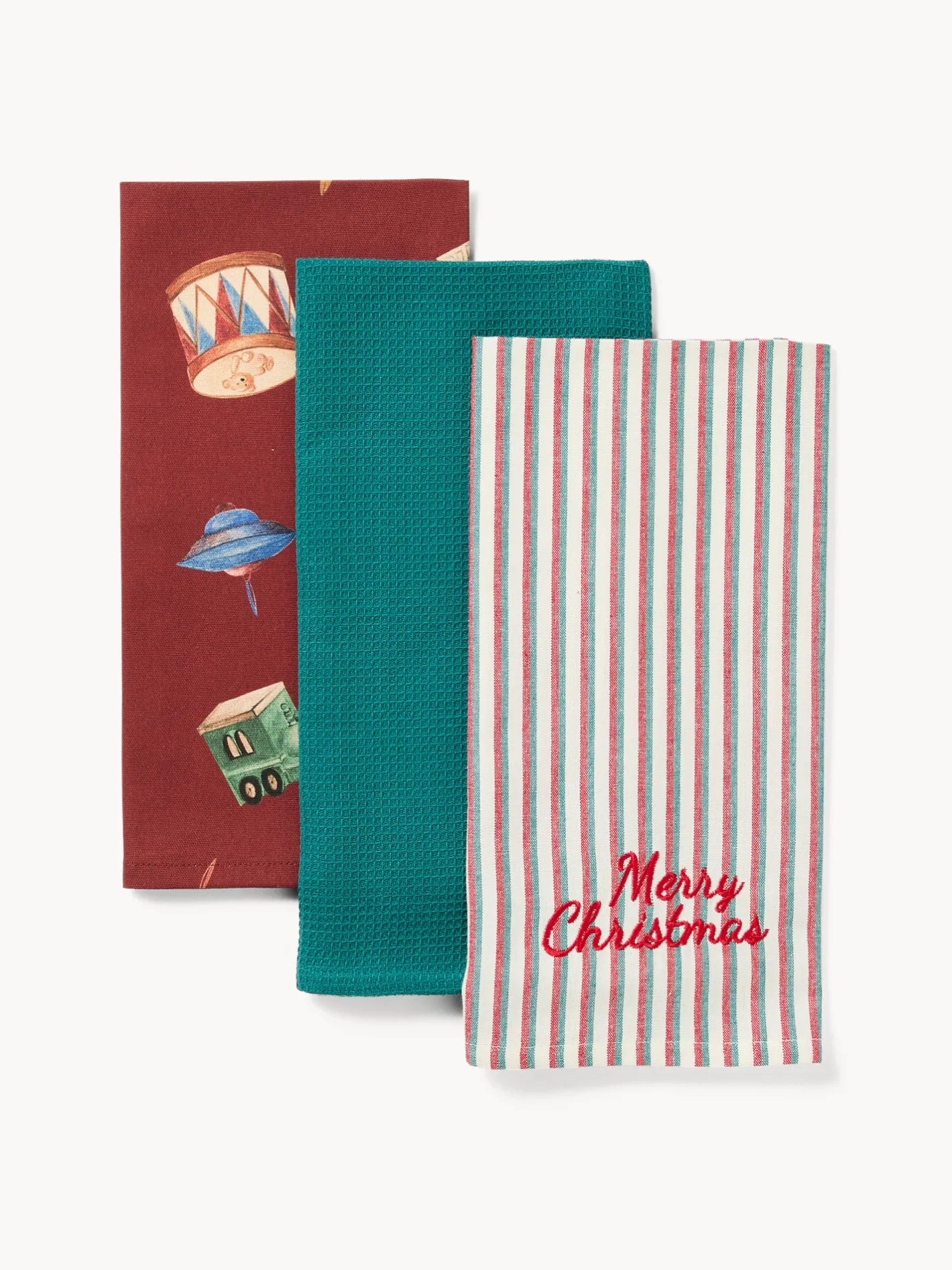 coincasa Grembiuli E Strofinacci|Strofinacci E Presine Natalizie|Scatola regalo con set di 3 strofinacci Multicolor