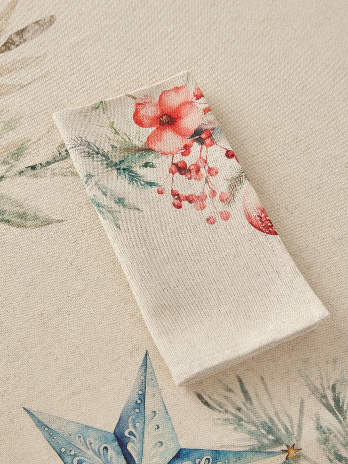 Tovaglie E Tovaglioli|Tovaglie E Runner Natalizi|Servizio tavola in drill di puro cotone Bacche by Tessitura Randi Multicolor