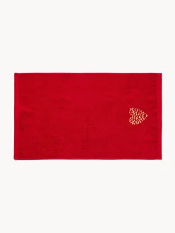 Asciugamani|Bagno|Set 2 asciugamani in spugna di cotone con ricamo a cuori Rosso