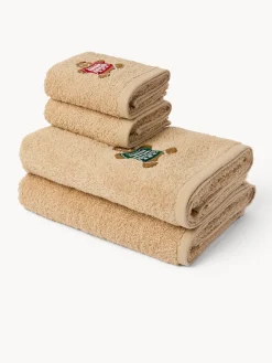 Asciugamani|Bagno|Set 2 asciugamani in spugna di cotone per Lui&Lei Beige