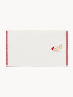 coincasa Asciugamani|Bagno|Set 2 asciugamani in spugna di cotone cagnolino ricamato Bianco