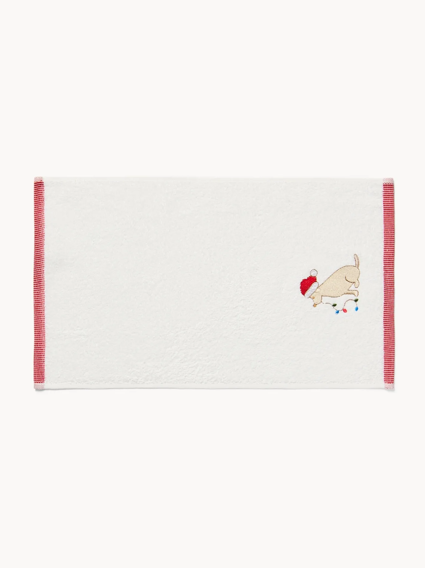 coincasa Asciugamani|Bagno|Set 2 asciugamani in spugna di cotone cagnolino ricamato Bianco