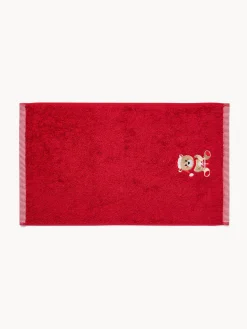 coincasa Asciugamani|Bagno|Set 2 asciugamani in spugna di cotone ricamo orsetto Rosso