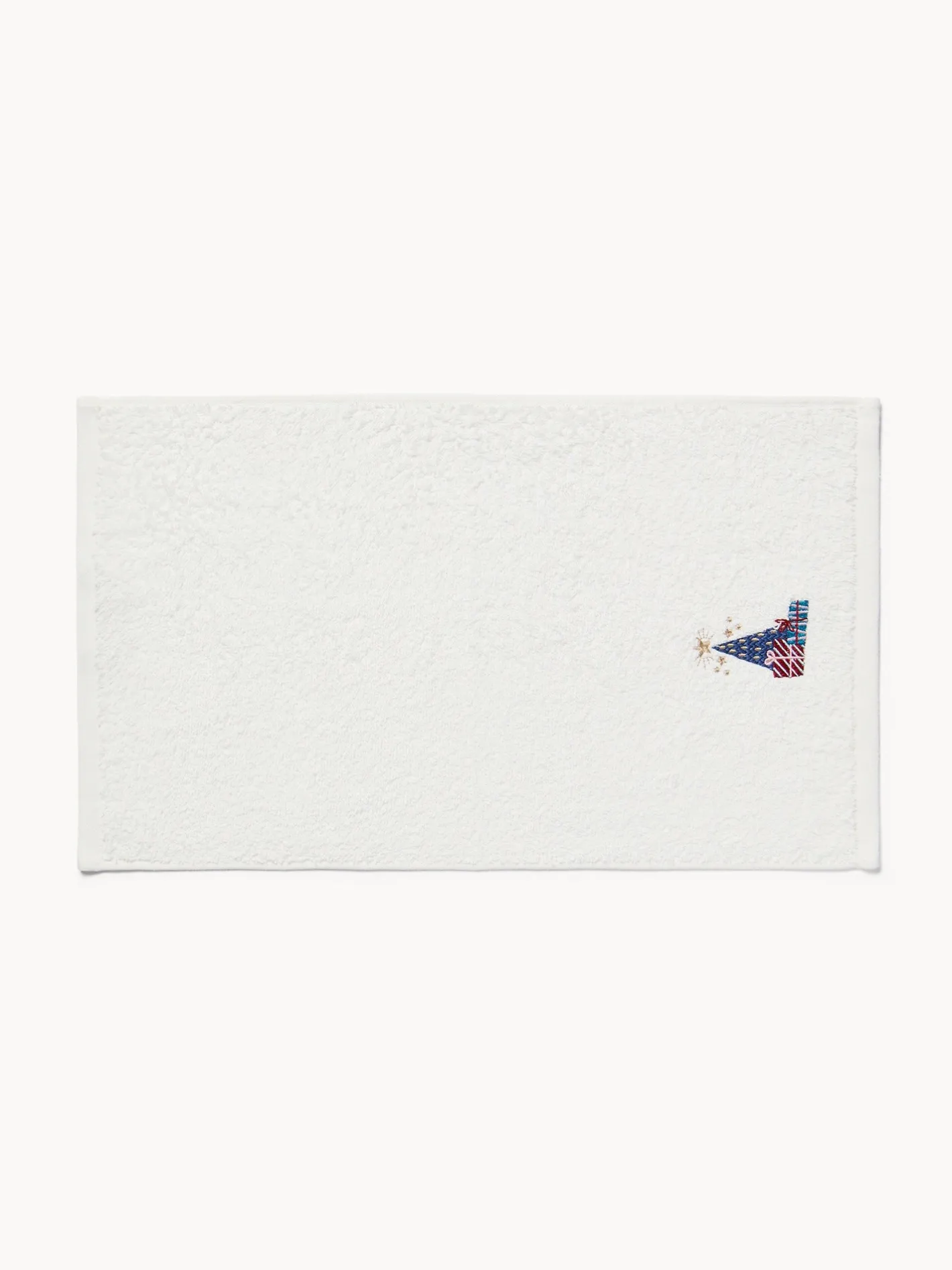 Asciugamani|Bagno|Set 2 asciugamani in spugna di cotone con ricamo regali Bianco