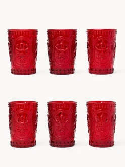 coincasa Bicchieri E Calici|Bicchieri E Calici Natalizi|Set 6 bicchieri in vetro spruzzato dettaglio gingerbread Rosso