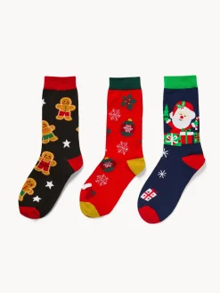 coincasa Altre Decorazioni Natalizie|Set 3 calzini natalizi con box regalo Multicolor