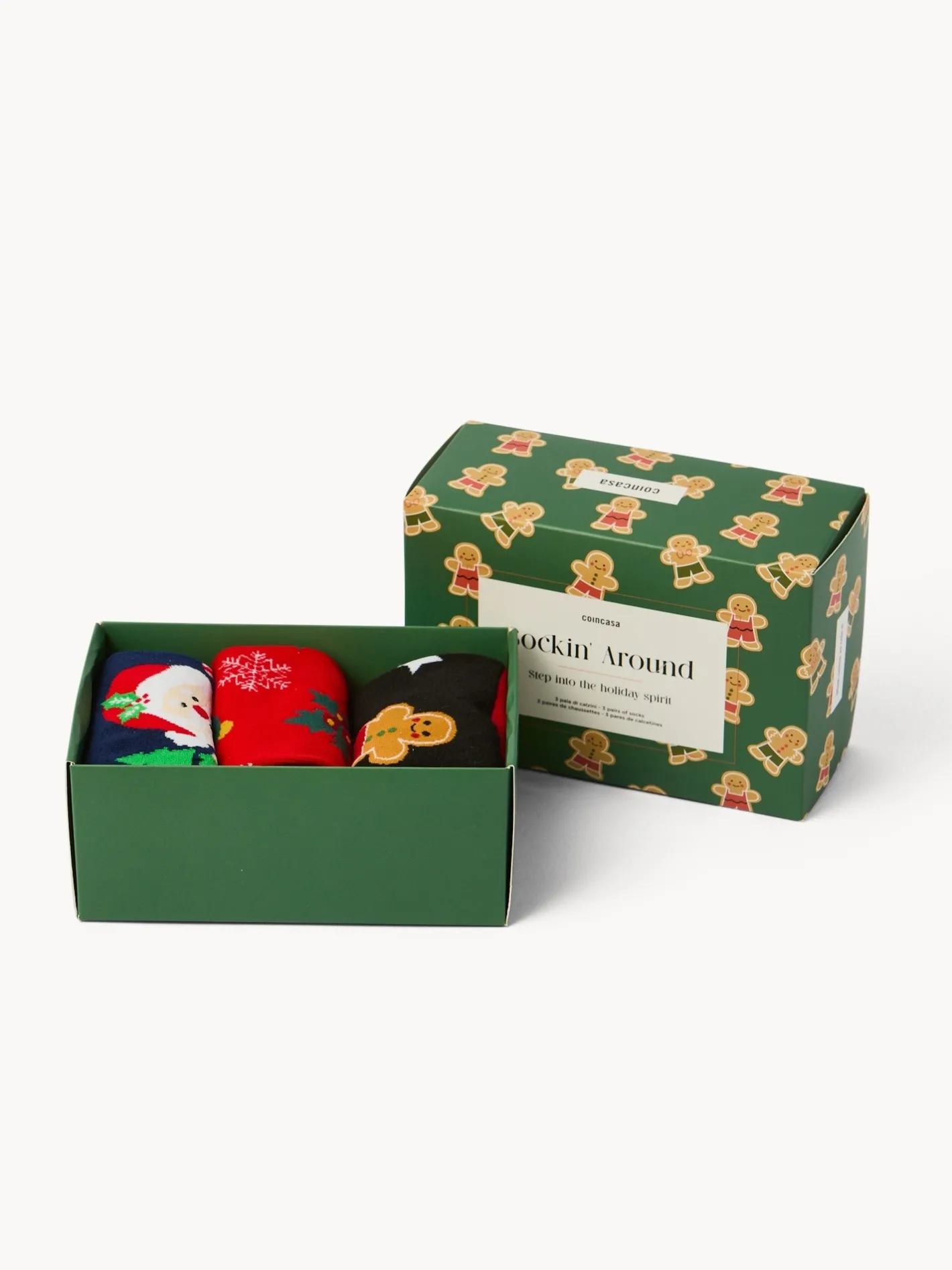 coincasa Altre Decorazioni Natalizie|Set 3 calzini natalizi con box regalo Multicolor