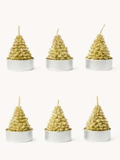 coincasa Candele E Diffusori|Candele Natalizie|Set 6 candeline ad albero di Natale Oro