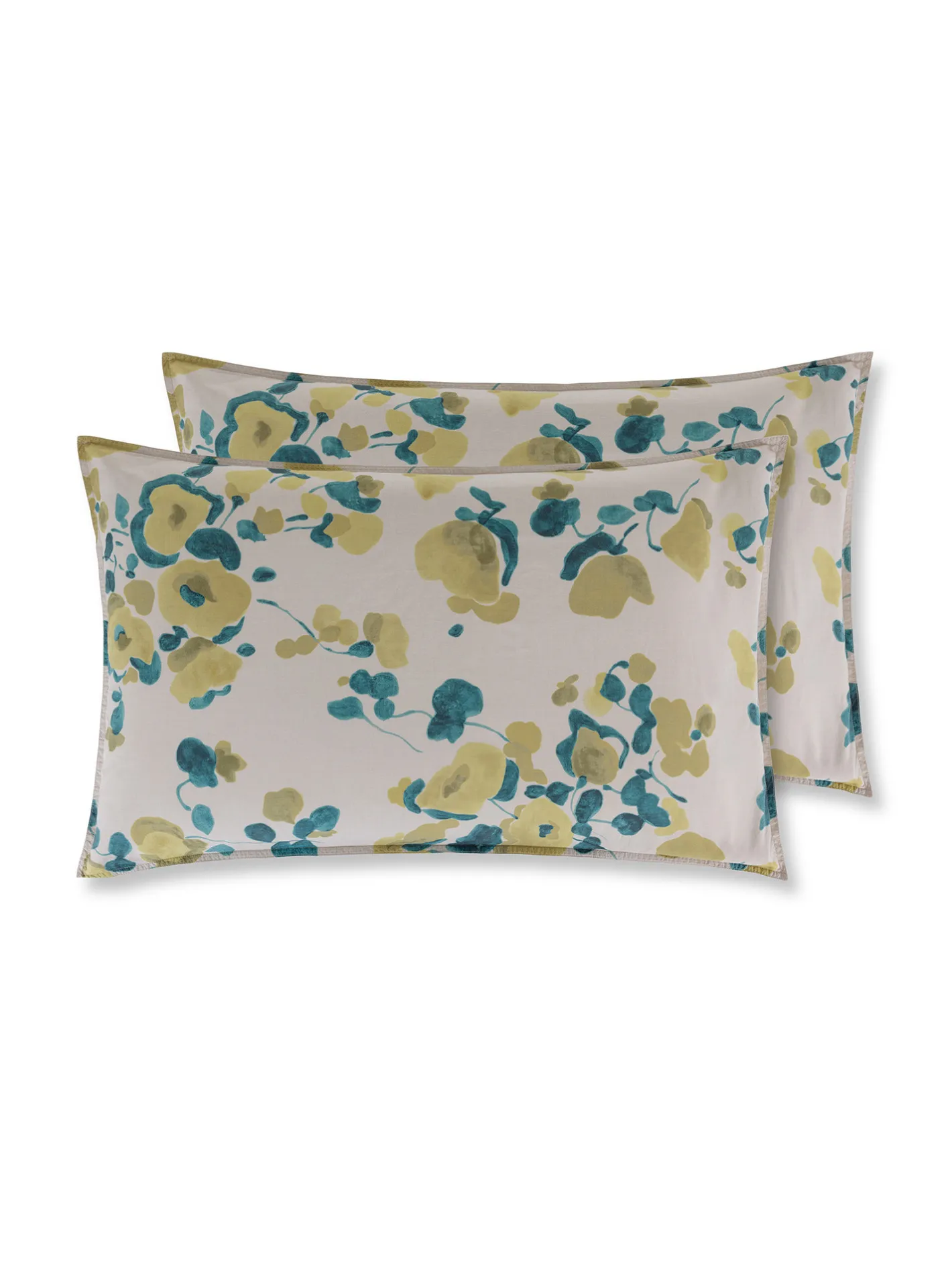 society limonta Biancheria Da Letto|Federe E Copricuscini|Set 2 federe percalle di cotone stampato Special Capsule SOCIETY Made in Italy per Coincasa Beige