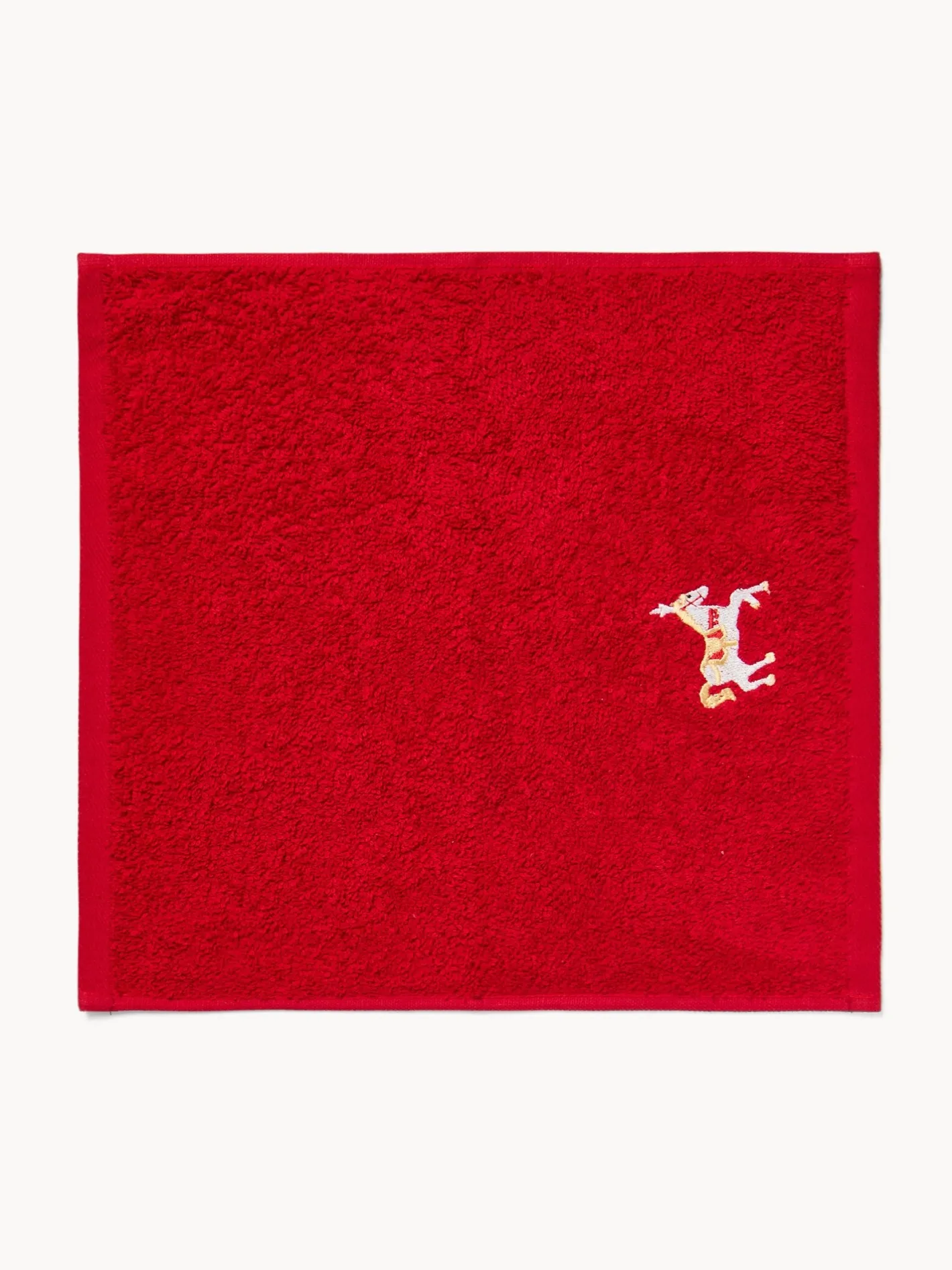 Asciugamani|Bagno|Set 3 lavette in spugna di cotone ricamo natalizio Rosso