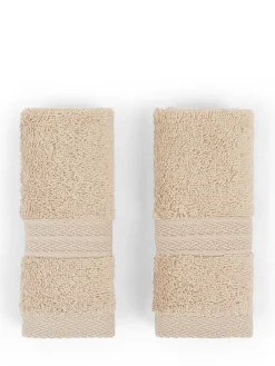 coincasa Asciugamani|Biancheria Bagno|Set 2 lavette puro cotone tinta unita Zefiro Beige