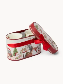 coincasa Tazze, Mug E Tazzine|Tazze, Mug E Tazzine Natalizie|Set 2 mug in new bone china gattini vintage Rosso