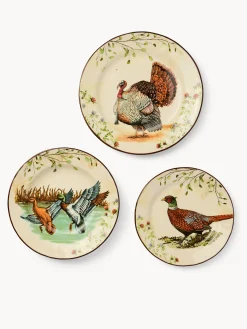 coincasa Piatti|Piatti Natalizi|Set 18 piatti in ceramica motivo selvaggina Bianco