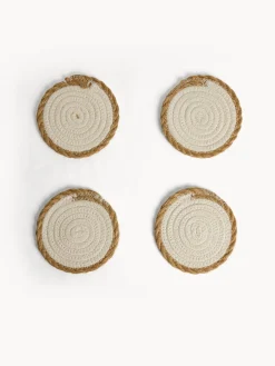 coincasa Accessori E Utensili Cucina|Set 4 sottobicchieri con bordo intrecciato Naturale