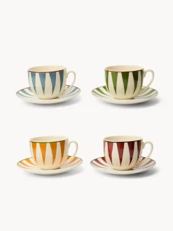 coincasa Tazze, Mug E Tazzine|Tazze, Mug E Tazzine Natalizie|Set 4 tazze tè in new bone china a righe Multicolor