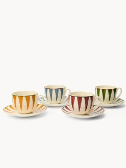 coincasa Tazze, Mug E Tazzine|Tazze, Mug E Tazzine Natalizie|Set 4 tazze tè in new bone china a righe Multicolor