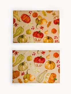 coincasa Biancheria Da Tavola|Tovagliette|Set 2 tovagliette in panama di puro cotone stampa zucche Beige